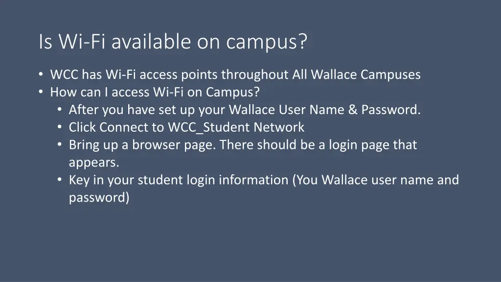 is wi fi available on campus