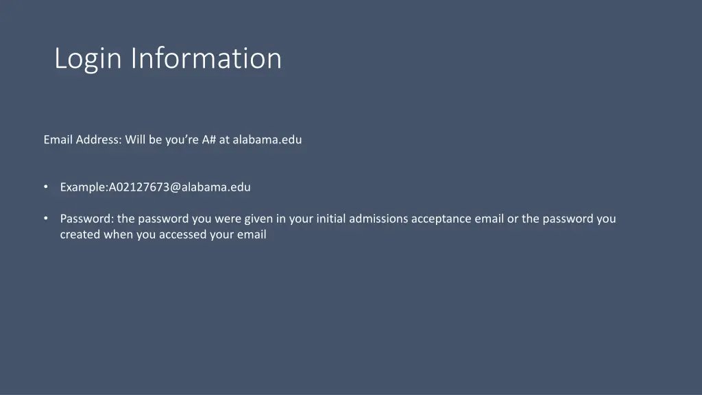 login information