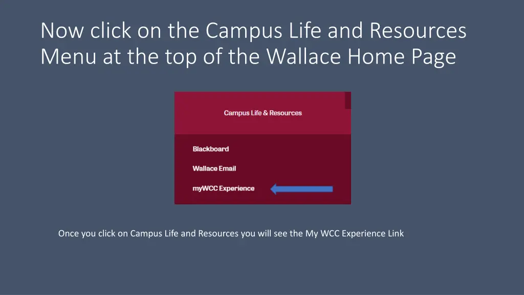 now click on the campus life and resources menu