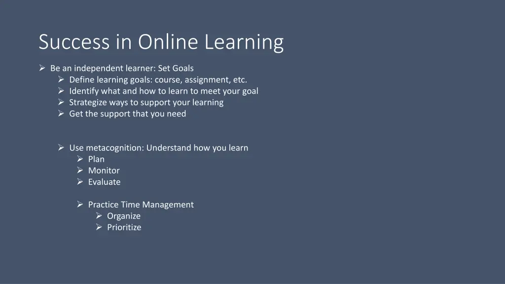 success in online learning