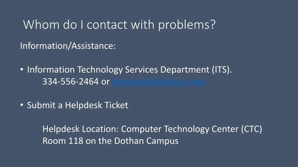 whom do i contact with problems