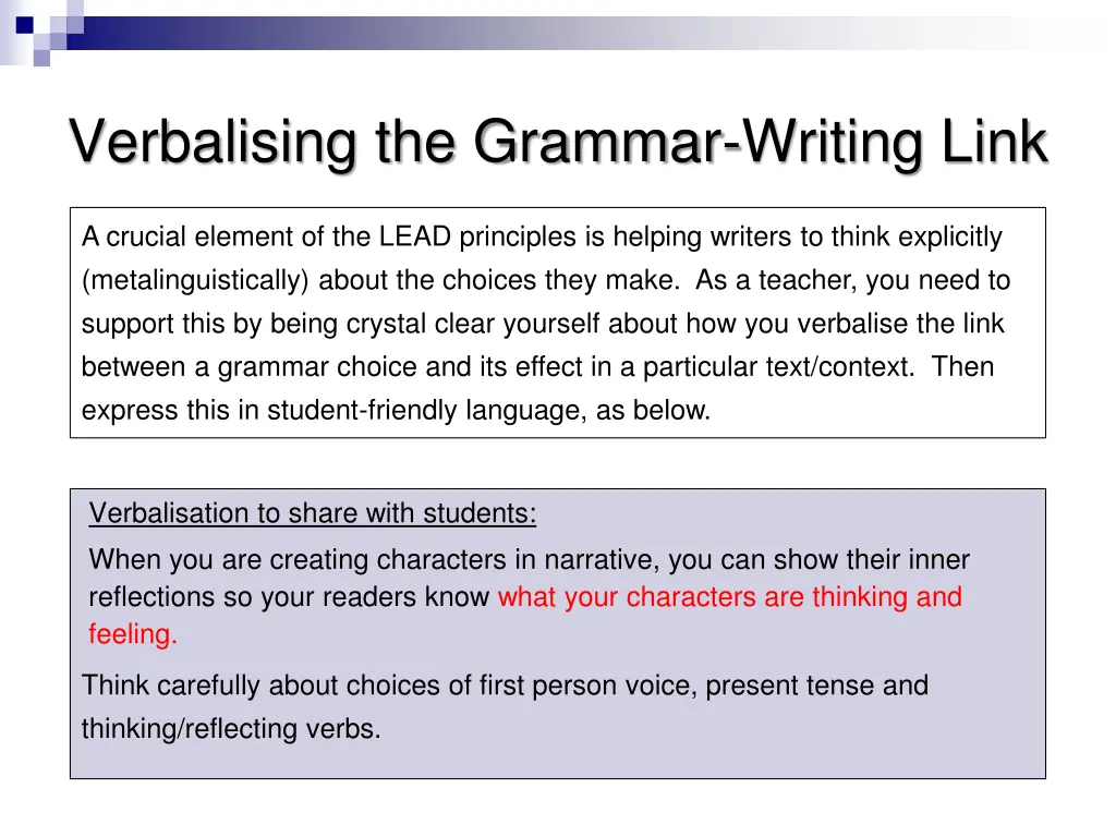 verbalising the grammar writing link