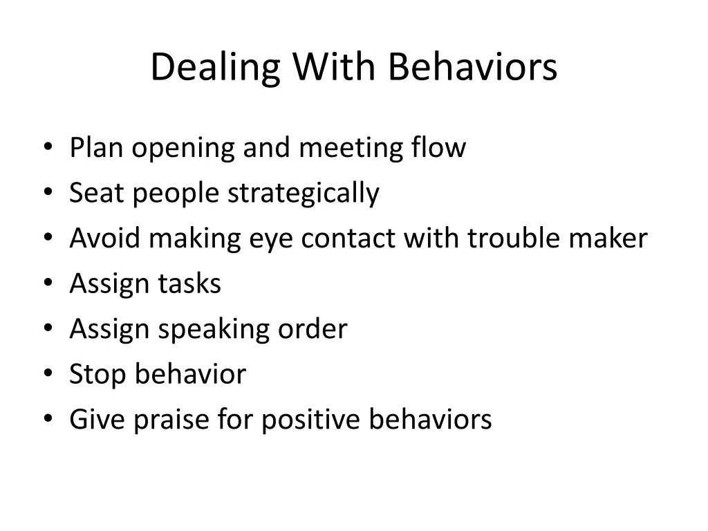 dealing with behaviors