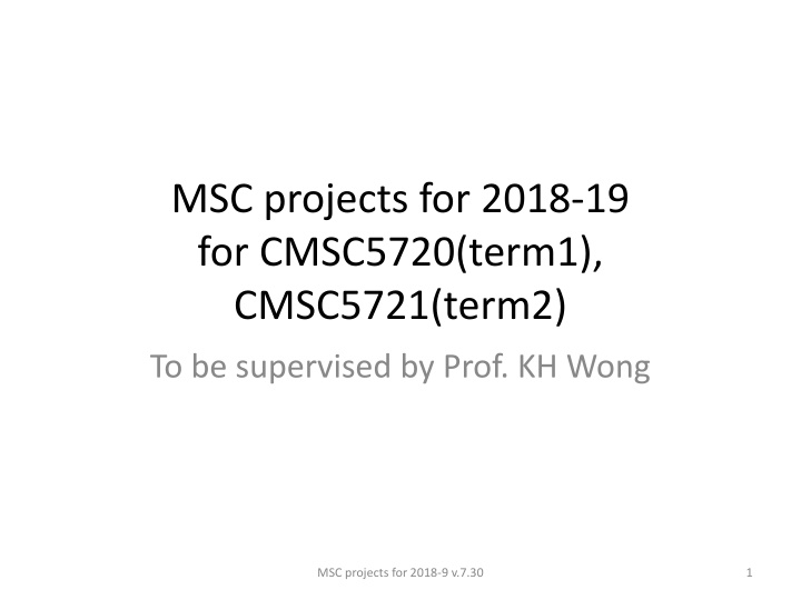 msc projects for 2018 19 for cmsc5720 term1
