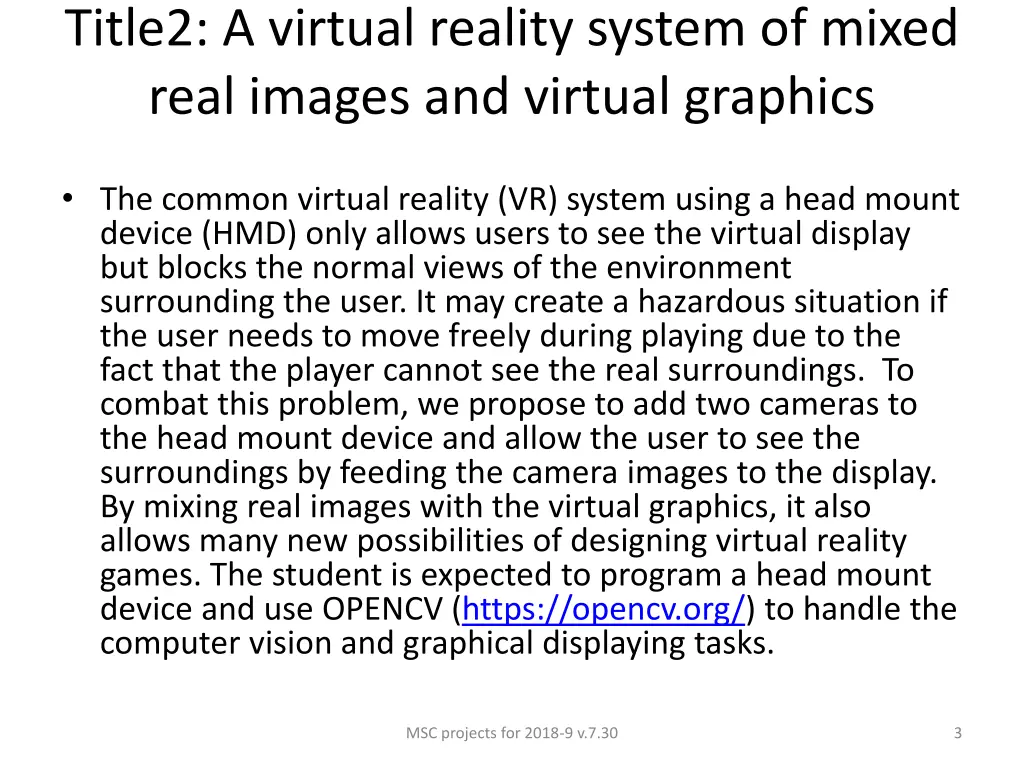 title2 a virtual reality system of mixed real