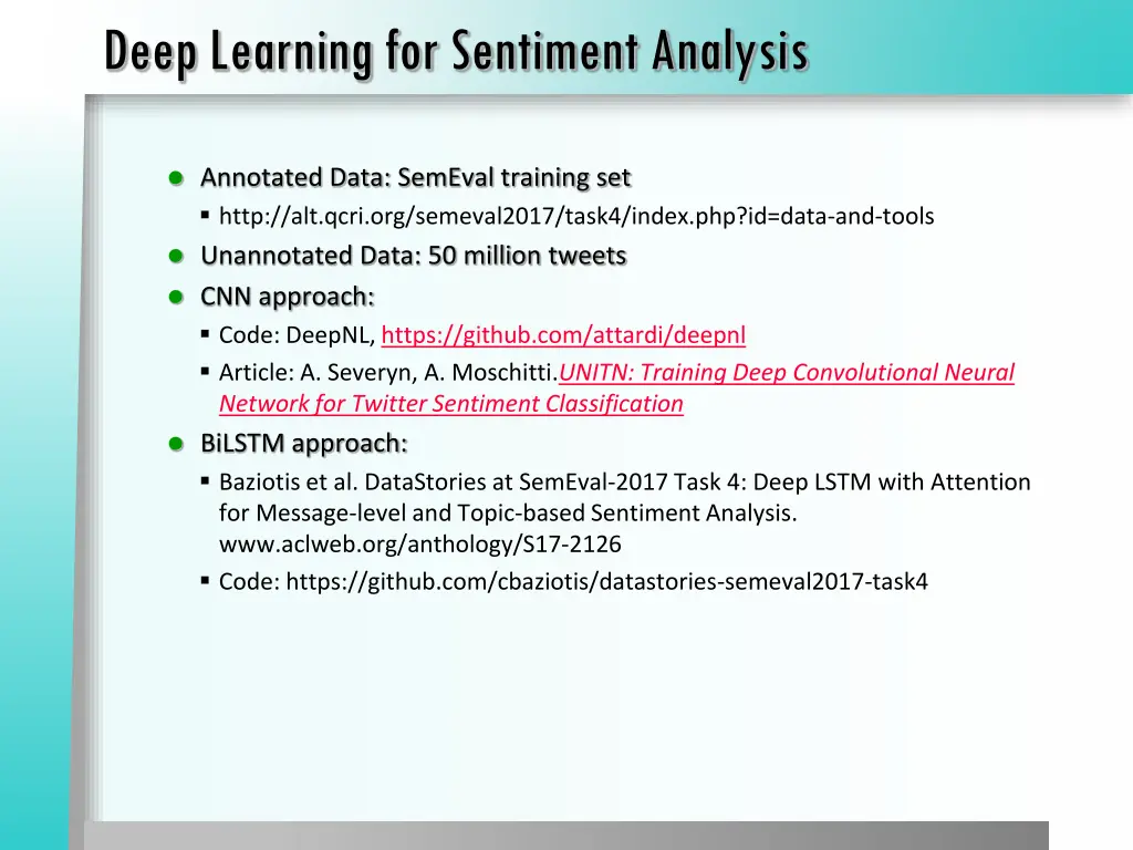 deep learning for sentiment analysis
