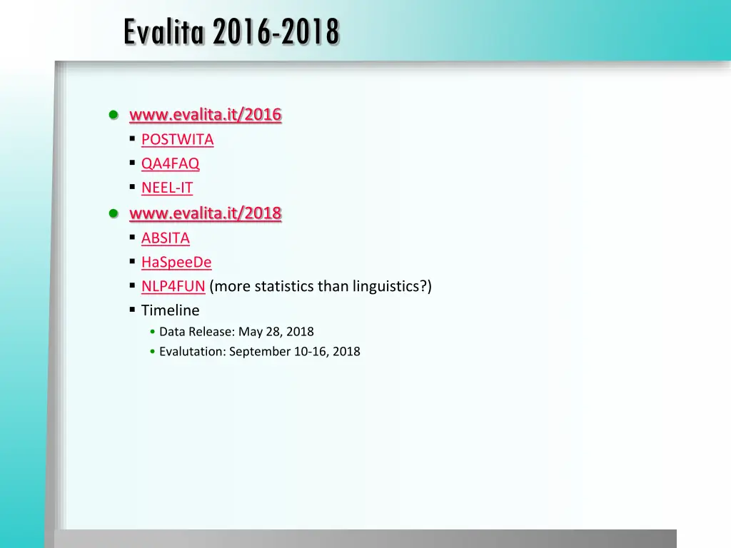 evalita 2016 2018