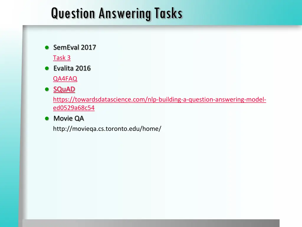 question answering tasks