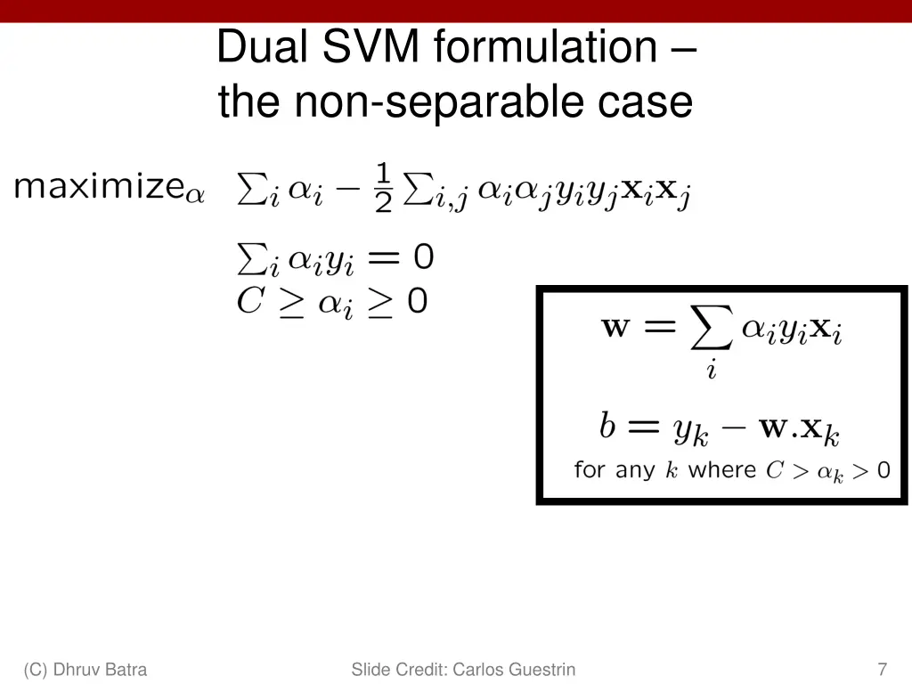 dual svm formulation the non separable case 1