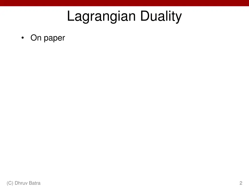 lagrangian duality