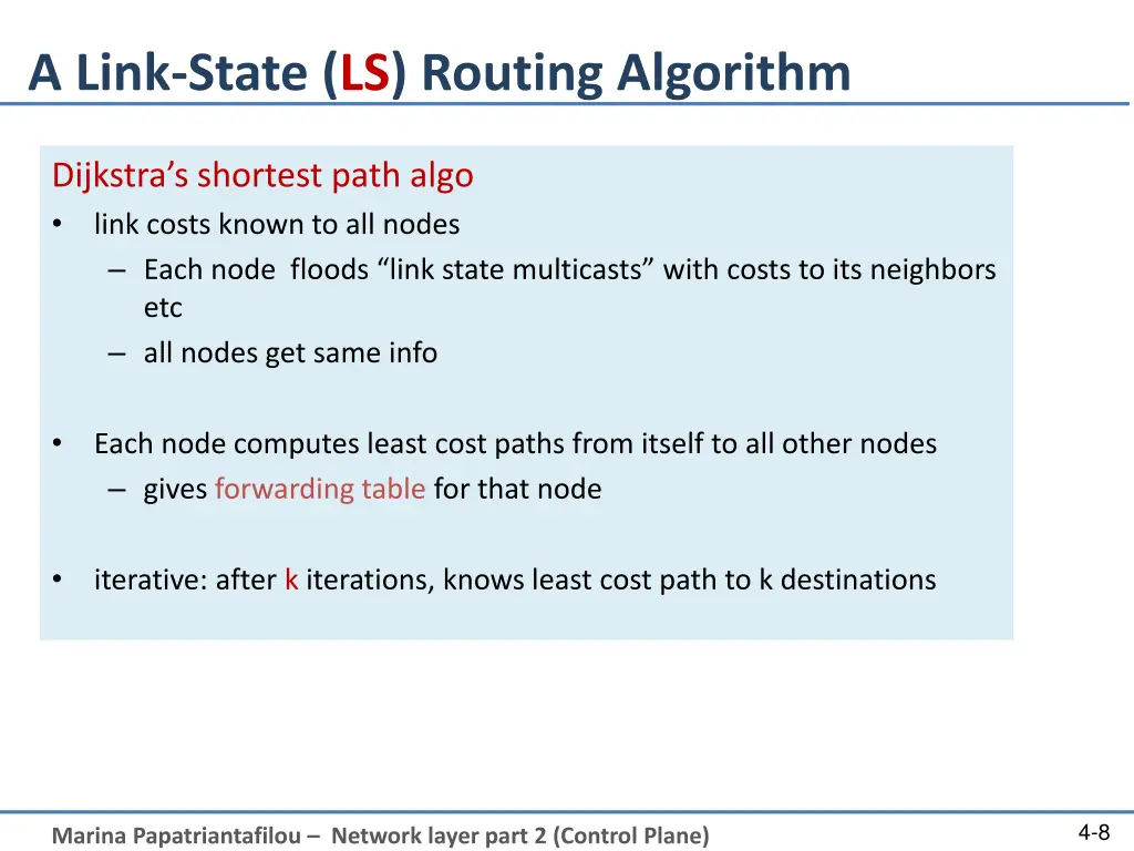a link state ls routing algorithm