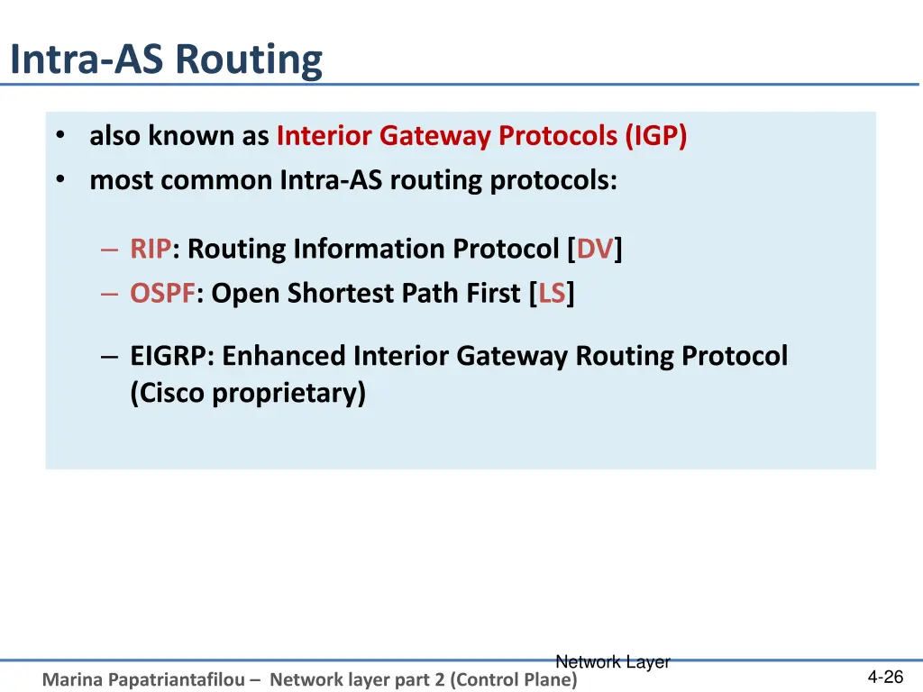 intra as routing