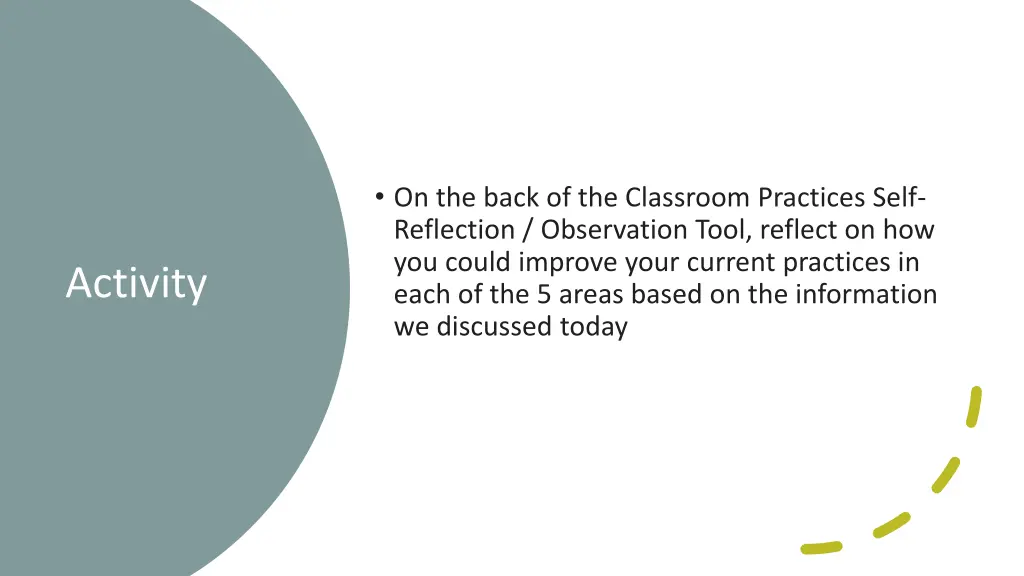 on the back of the classroom practices self
