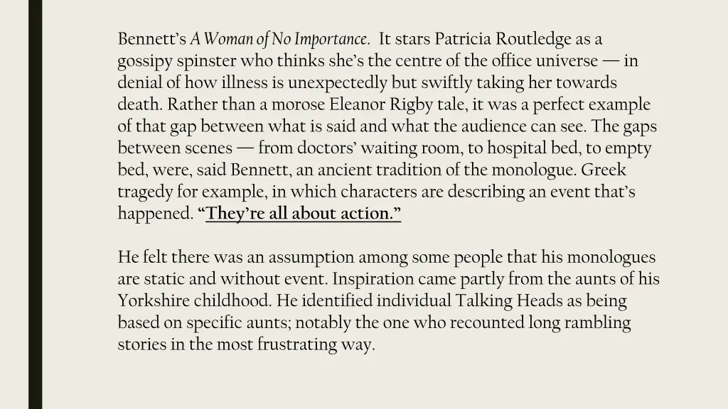 bennett s a woman of no importance it stars