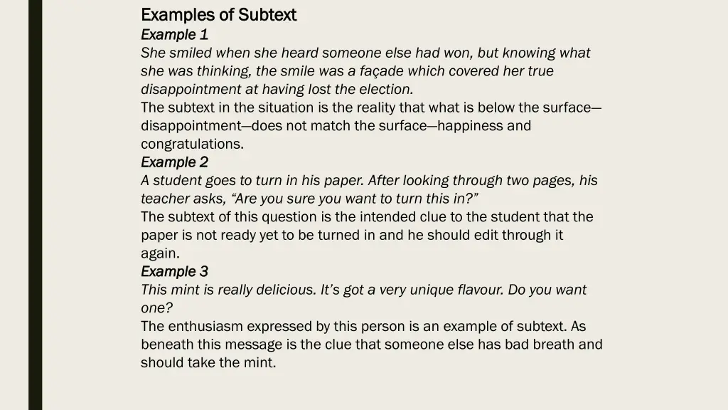 examples of subtext examples of subtext example