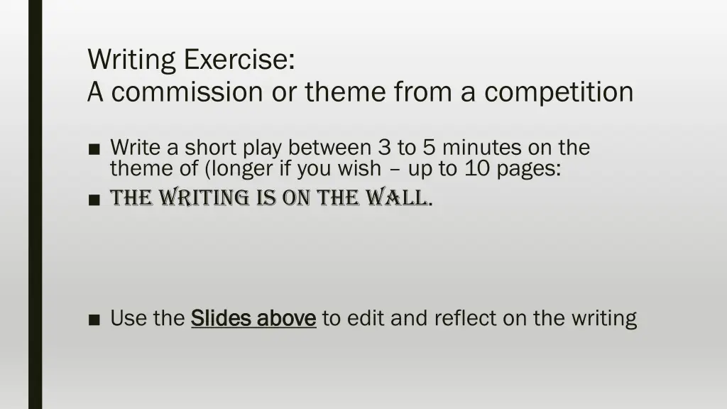 writing exercise a commission or theme from