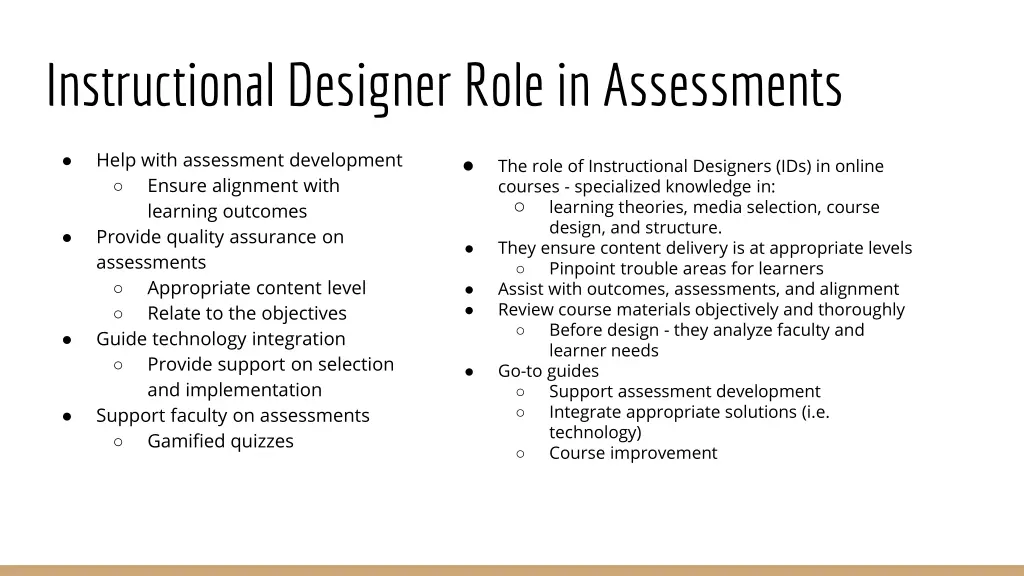 instructional designer role in assessments