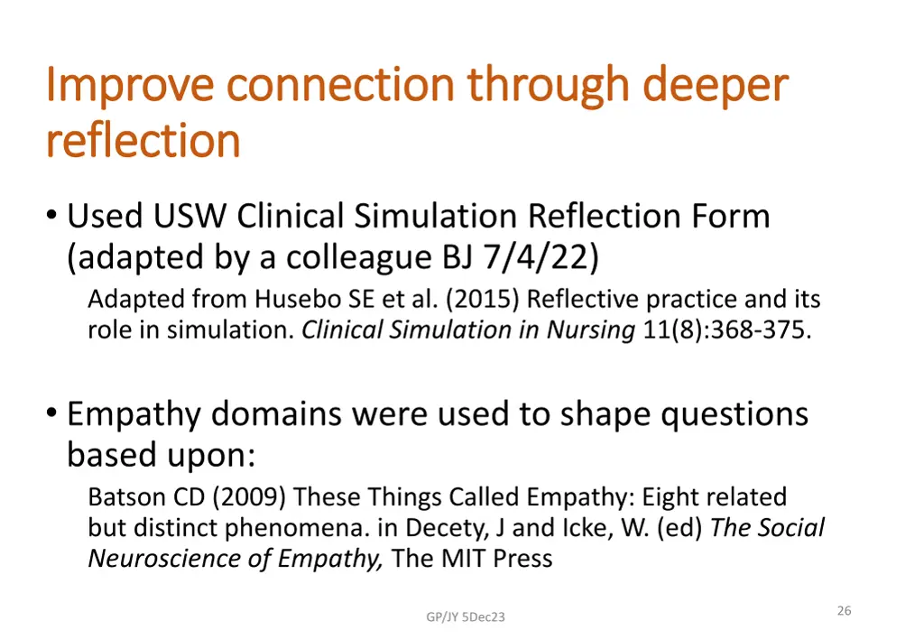 improve connection through deeper improve