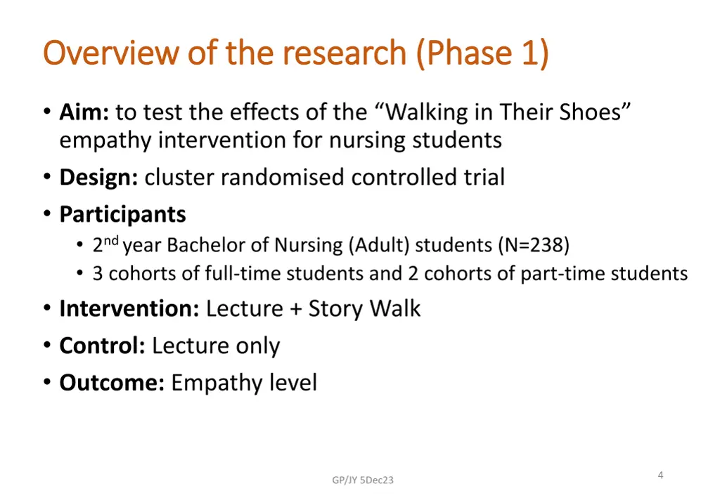 overview of the research phase 1 overview