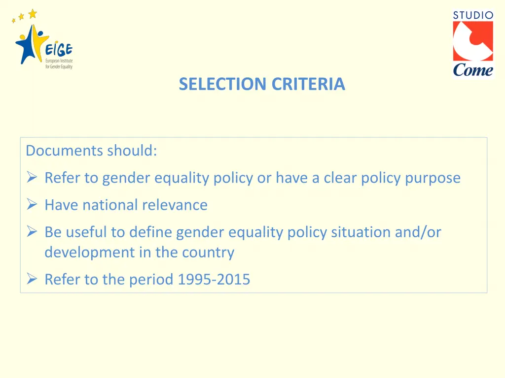 selection criteria