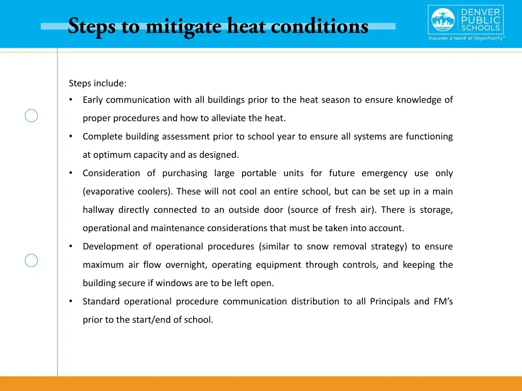 steps include early communication with
