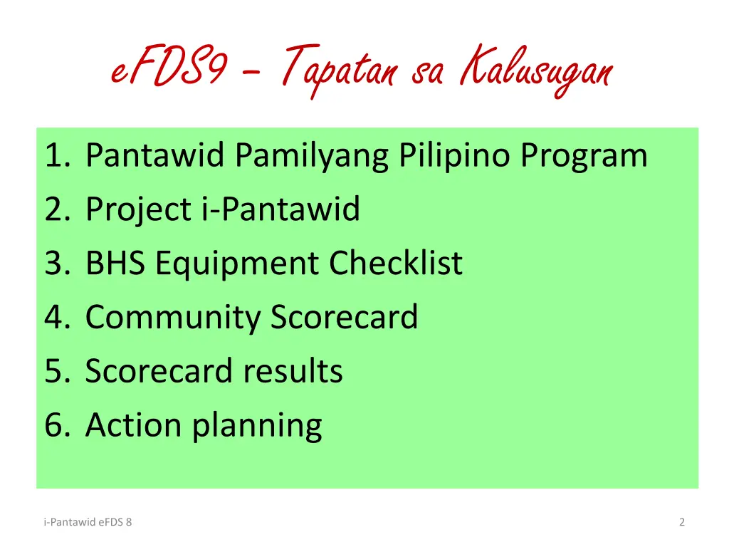 efds9 tapatan sa kalusugan