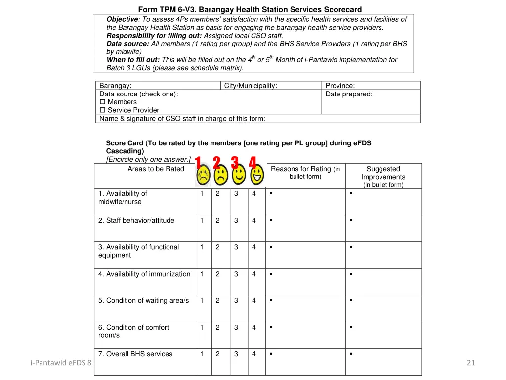 form tpm 6 v3 barangay health station services