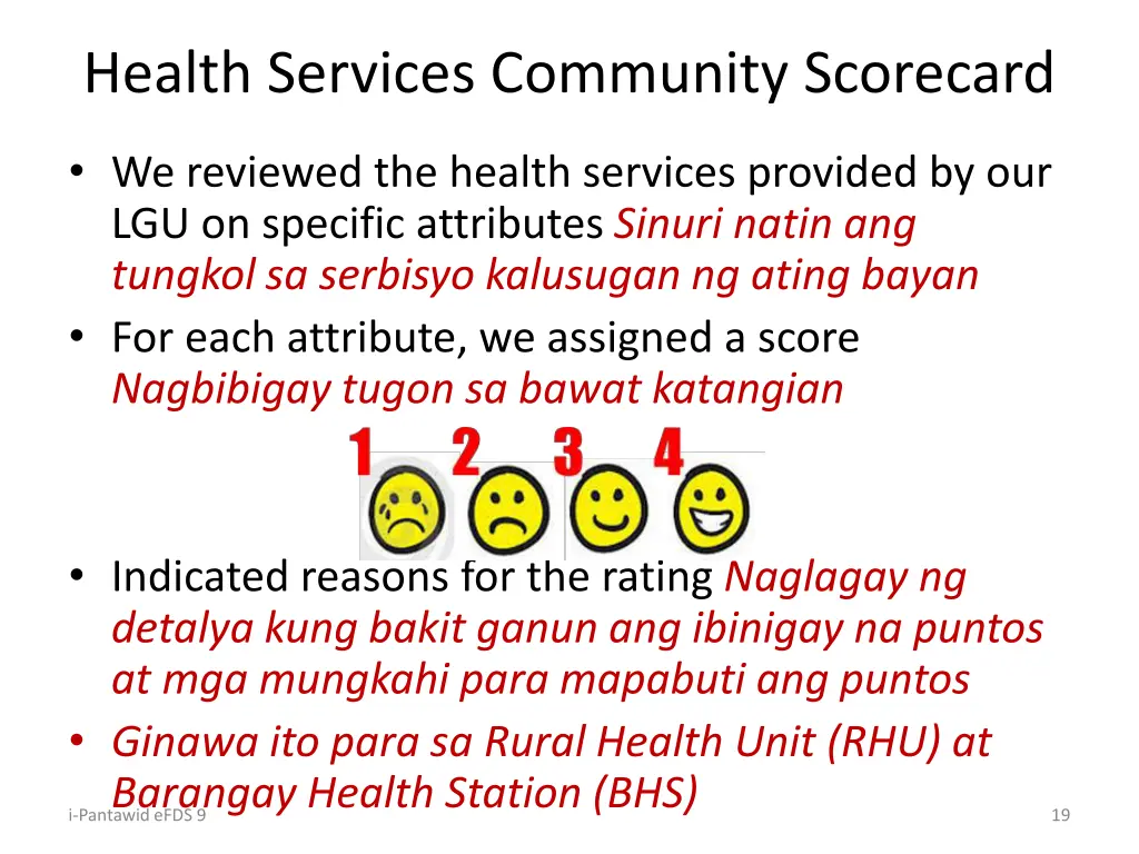 health services community scorecard