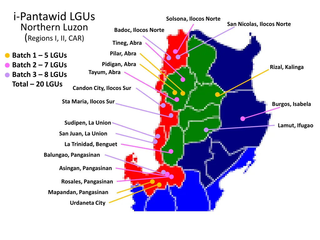i pantawid lgus northern luzon regions i ii car
