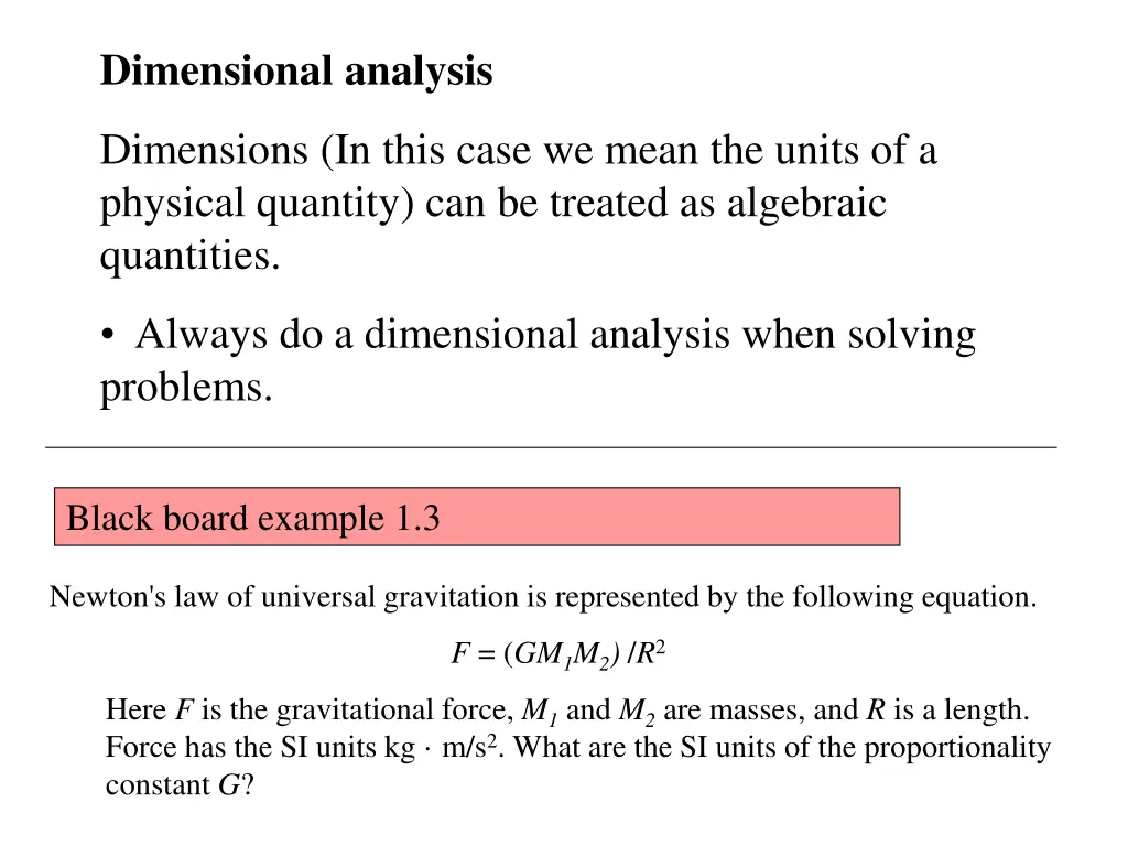 dimensional analysis
