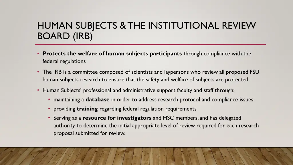 human subjects the institutional review board irb