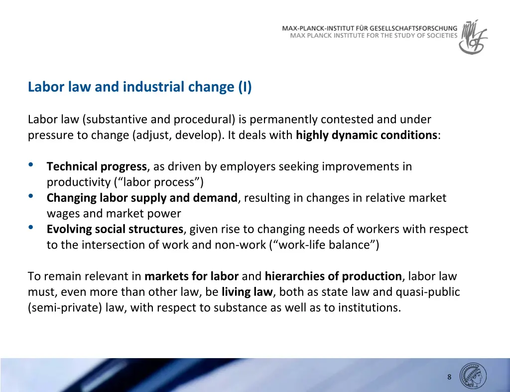 labor law and industrial change i