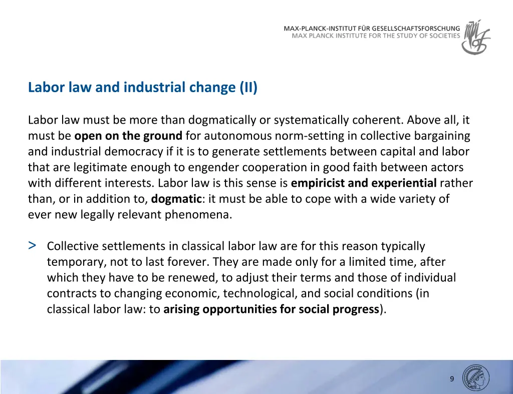 labor law and industrial change ii