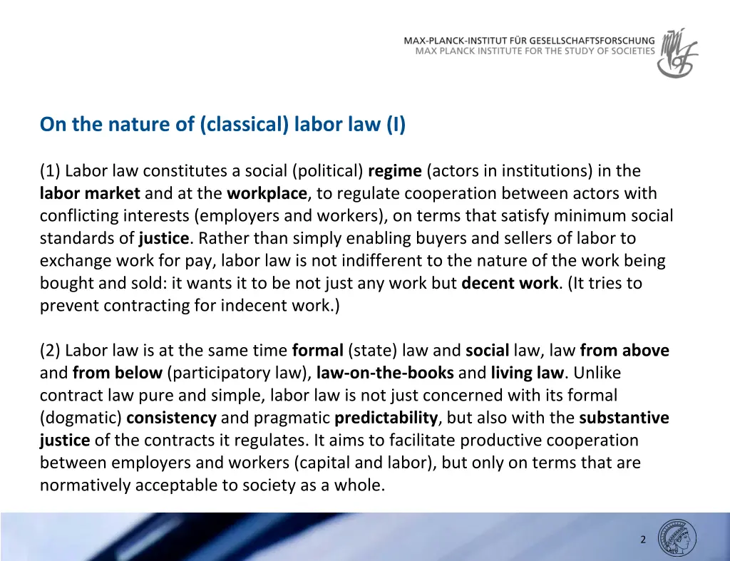 on the nature of classical labor law i
