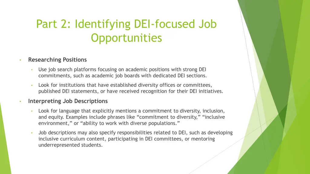 part 2 identifying dei focused job opportunities