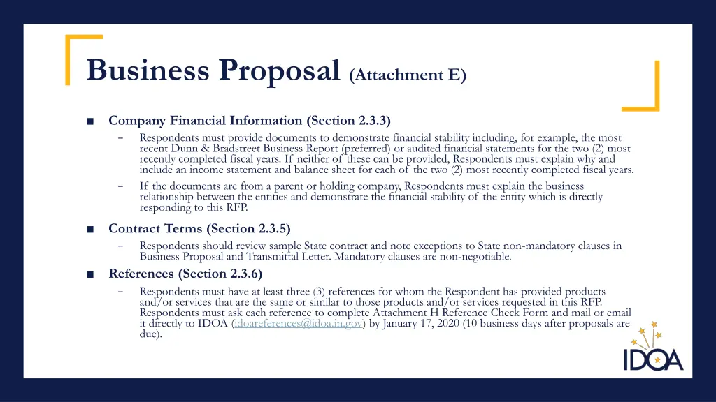 business proposal attachment e