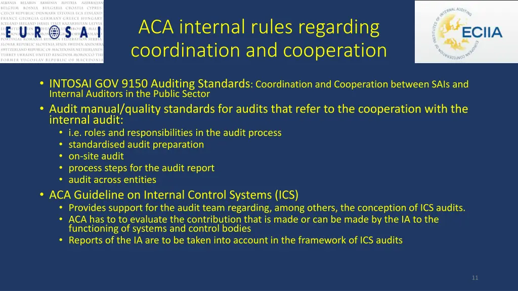 aca internal rules regarding coordination