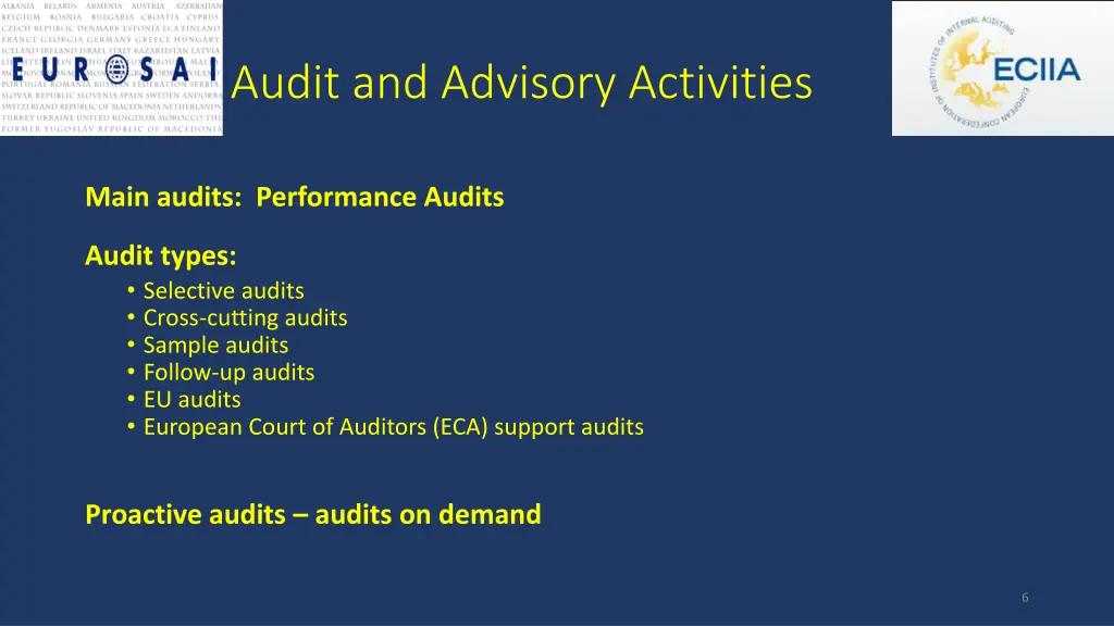 audit and advisory activities