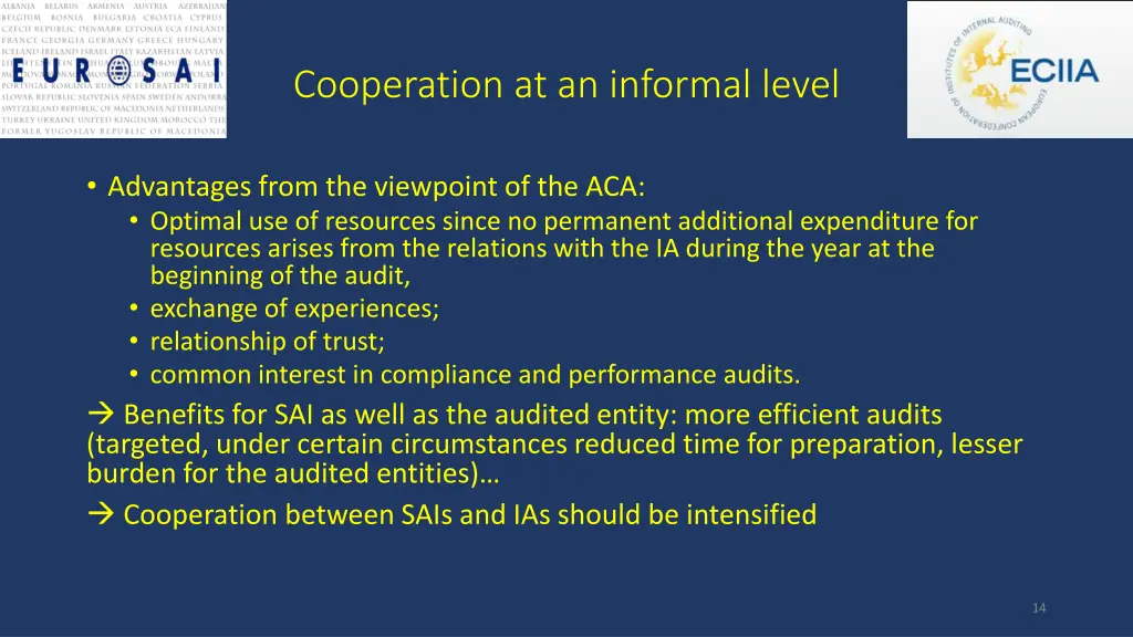 cooperation at an informal level 1