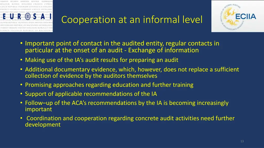 cooperation at an informal level