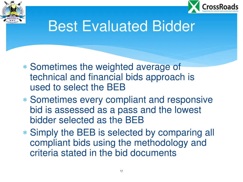 best evaluated bidder