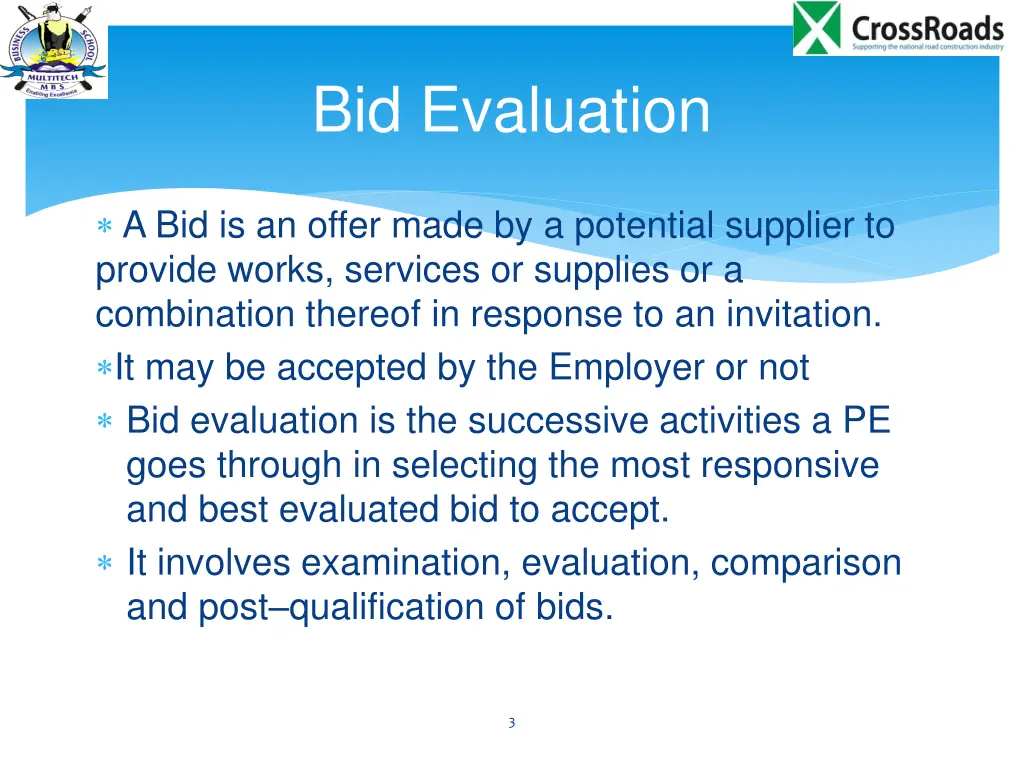 bid evaluation