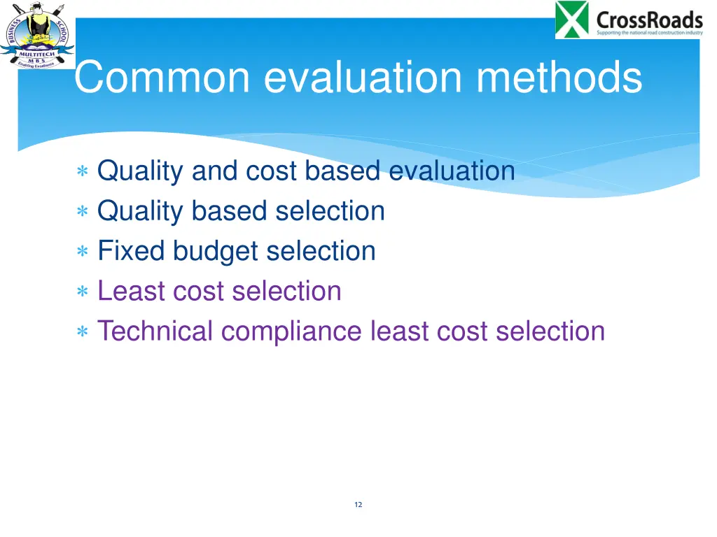common evaluation methods