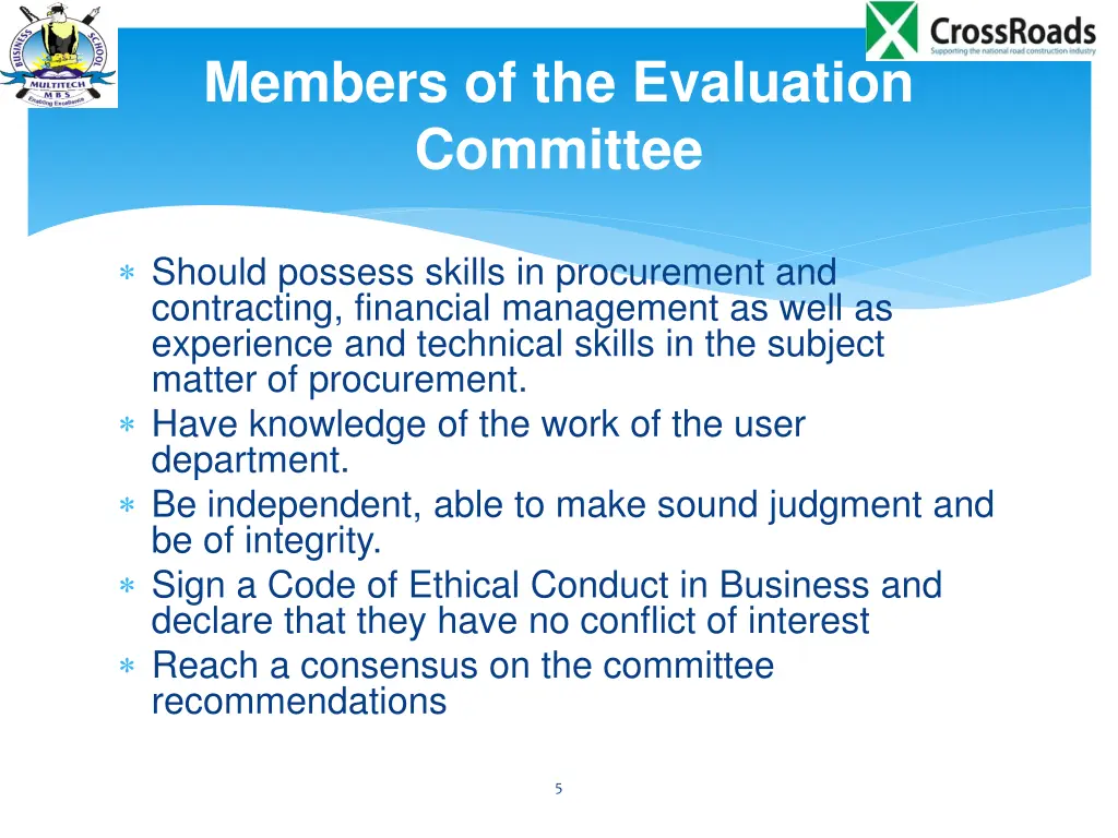 members of the evaluation committee