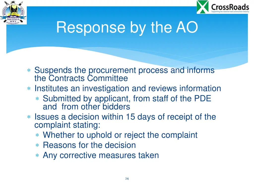 response by the ao