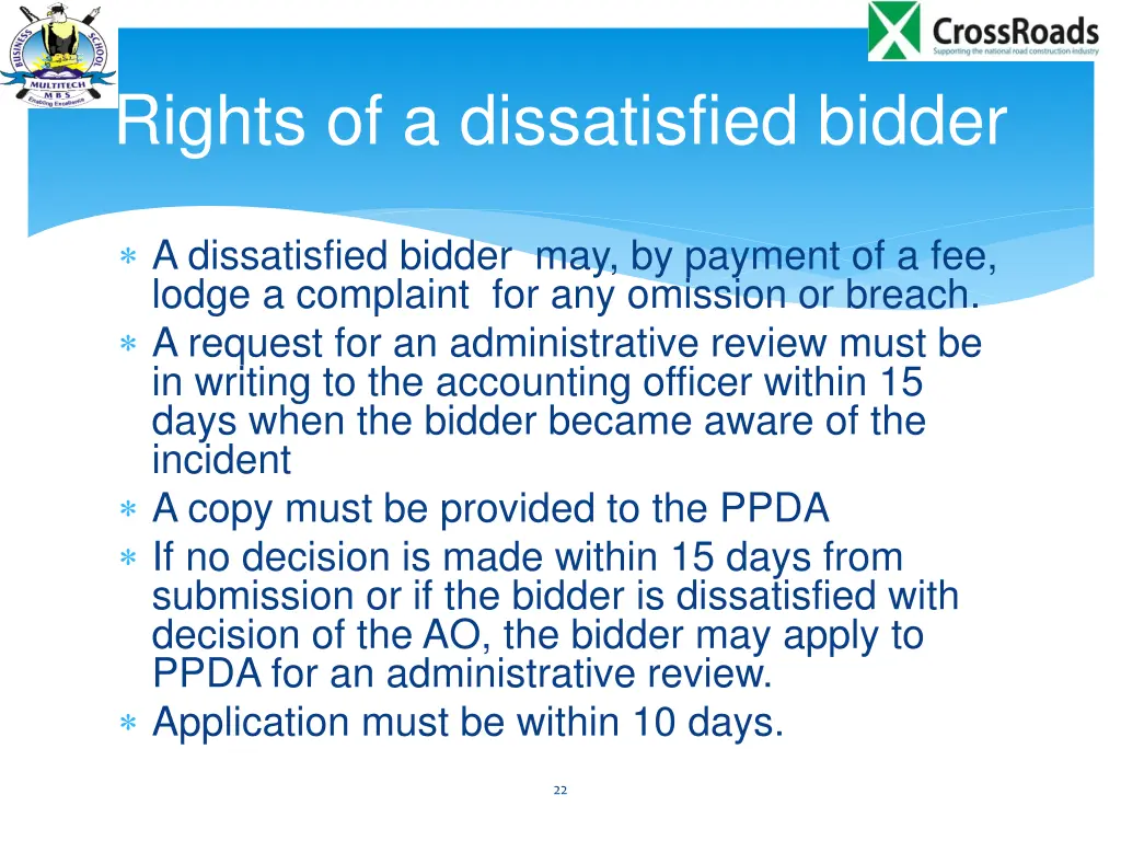 rights of a dissatisfied bidder