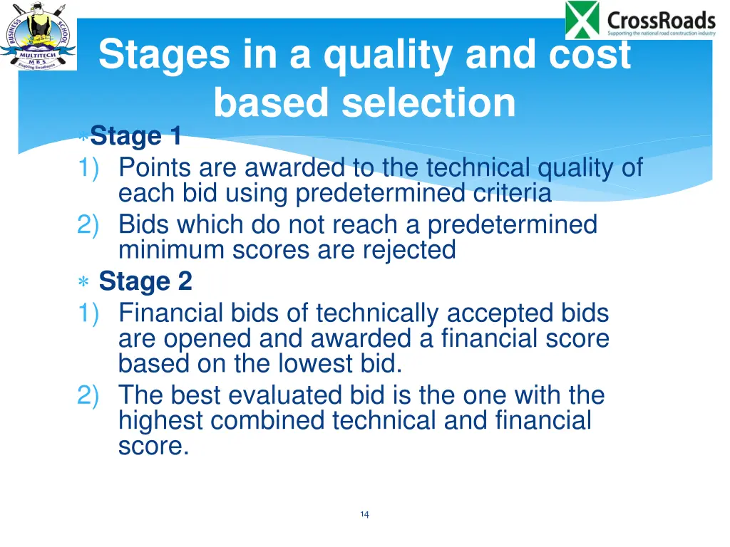 stages in a quality and cost based selection