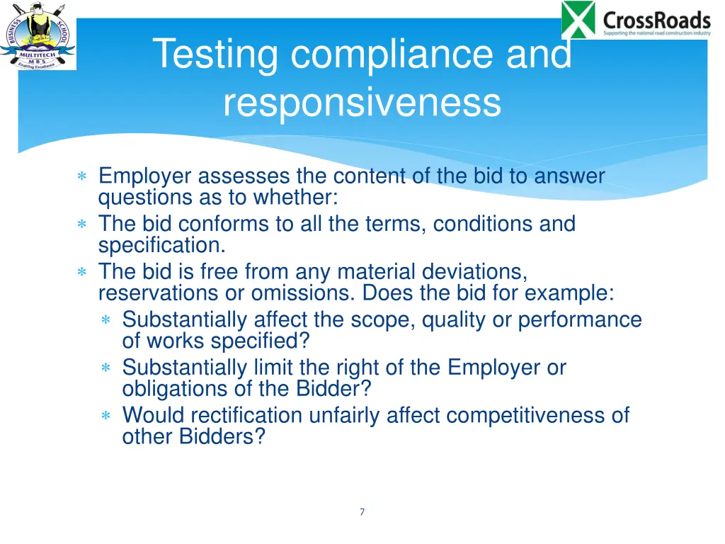 testing compliance and responsiveness