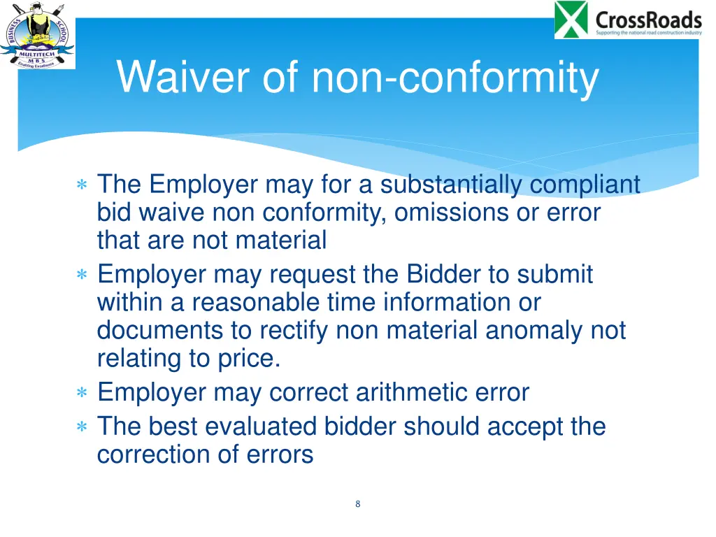 waiver of non conformity