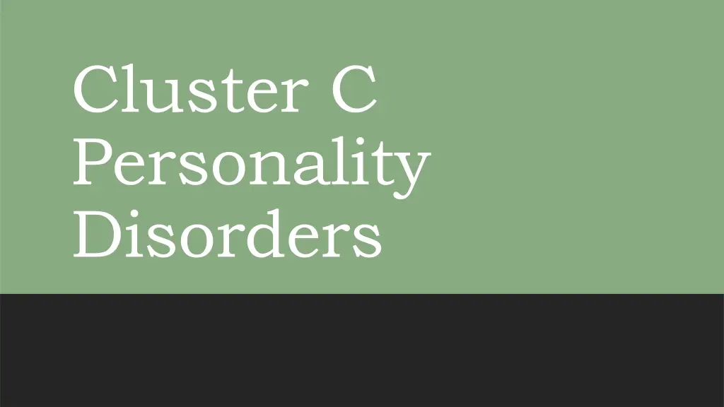 cluster c personality disorders